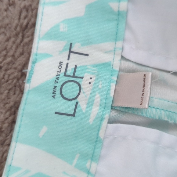 NEW Ann Taylor Loft 4” 100% Cotton Mint Green White Palm Tropical Shorts 0 - Picture 11 of 13